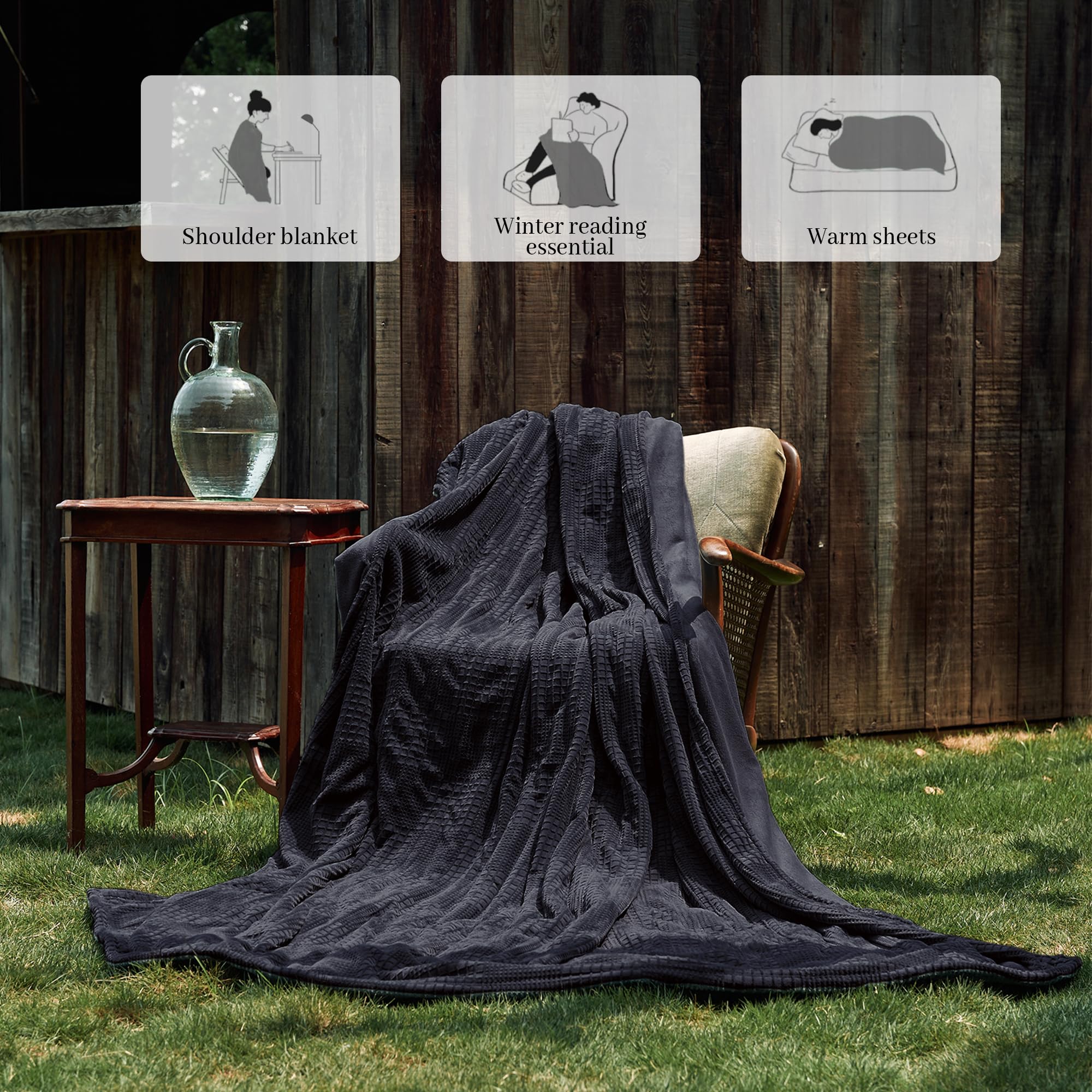 Verwarmd deken elektrisch deken plaid 50''X60'' - verwarmingsdeken met 6 warmtestanden - 2-10 uur automatische uitschakeling, ETL gecertificeerd, wasmachinebestendig (zwart)