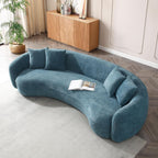 Modern 5 Seats Curved Sofa Oversized Half-Moon Sofa&Couch, Beautiful Freestanding Sofa Comfy Teddy Fleece Boucle Leisure Sofa Couch with 4 Big Pillows for Home Office Apartment Living Room