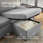 L Shaped Convertible Sleeper Sofa Bed, 84" Sectional Couch for Living Room - Pull Out Bed, Reversible Chaise with Storage, Dual USB-C Charging, Removable & Washable Dark Grey Linen Covers