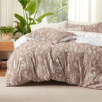 Bedsure Duvet Cover Queen Size - Reversible Floral Duvet Cover Set with Zipper Closure, Green Bedding Set, 3 Pieces, 1 Duvet Cover 90"x90" with 8 Corner Ties and 2 Pillow Shams 20"x26" - Grand Goldman