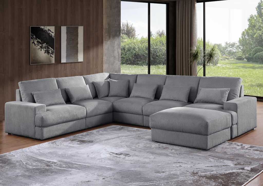 U-Shaped Oversized Symmetrical Sectional Sofa Couch Classic Chesterfield Scroll Armrest Button Tufted Sofa&Couch with Extra Wide Chaises and 2 Pillows for Living Room Home Theater/Office/Apartment