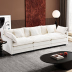 Ihanherry 146" U-Shaped Modern Sofa Modular Sectional Cloud Couch with 2 Ottoman, 6-Seat Chenille Deep Seat Sofa with 6 Pillows for Living Room, Bedroom and Apartment, Black