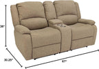 RecPro Charles 67" Double Recliner RV Sofa with Console and Cupholders | Zero Wall Loveseat for Camper | Wall Hugger Couch | Fifth Wheel Theater Seating | Replacement RV Furniture | Oatmeal Cloth