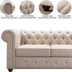 Rosevera Genevieve Upholstered Tufted Loveseat Couch,Chesterfield Sofa loveseat with Armrest Scroll Arm Sofa Couch, Sectional Sofa for Living Room Office