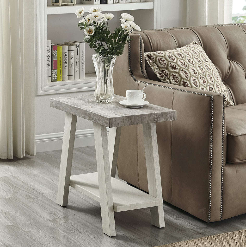Roundhill Furniture Athens Contemporary Wood Shelf Side Table, Charcoal