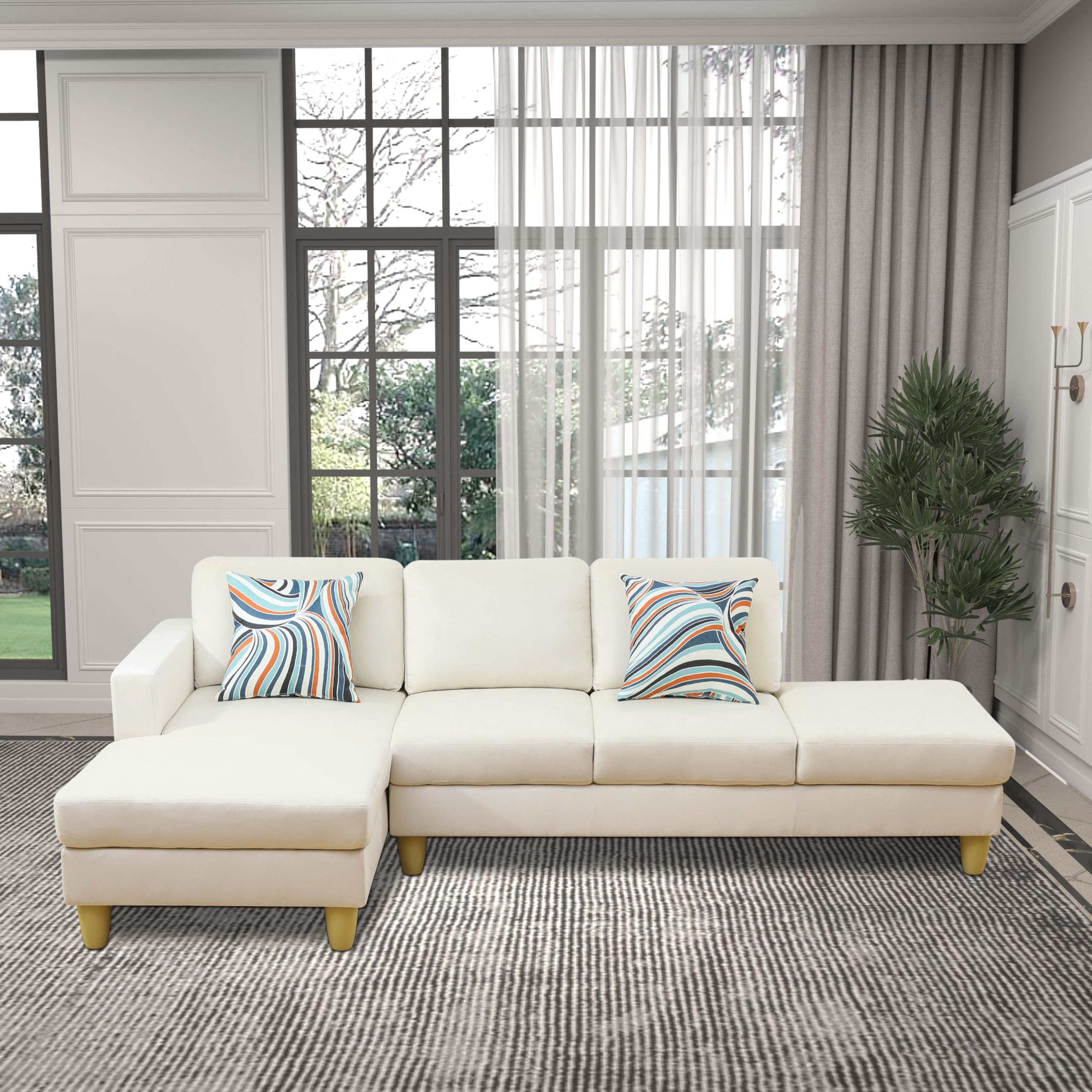 Ball & Cast Calico 4-Piece Couch Living Room Couch Set with Sofa and Loveseat,Modular L Shaped Sectional Couches w/Free Combination and Wood Frame,Furniture for Apartment,Studio,Office,Pale Green