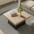 Coffee Table 31.5 in Rustic Center Table with X Design Wooden Pedestal for Living Room, Dark Oak Square Home Office Sofa Side Table for Small Space, Easy Assembly, Space-Saving