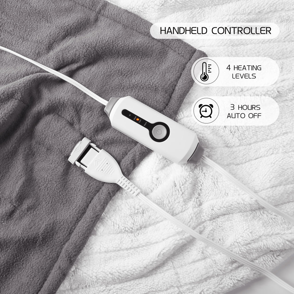 Coperta Elettrica Riscaldata 72"x84" Taglia Completa, Morbido Pile di Corallo con 4 Livelli di Riscaldamento e Spegnimento Automatico dopo 10 Ore, Lavabile in Lavatrice, Tessuto Morbido e Accogliente per la Casa, Grigio Scuro