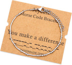 JoycuFF Morse Code Bracelets for Teacher Appreciation Gifts Inspirational Bracelets for Women Encouragement Valentines Mother's Day Birthday Graduation Gifts for Daughter Son You Make a Difference
