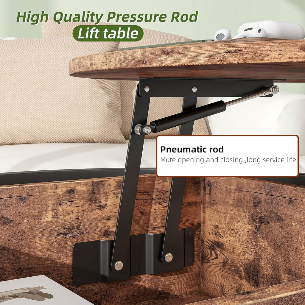 Round Lift Top Coffee Table,Coffee Tables Living Room,Black Coffee Table with Storage Hidden Compartment,Wood Farmhouse Coffee Table Decor,Center Table for Living Room,Modern Coffee Table