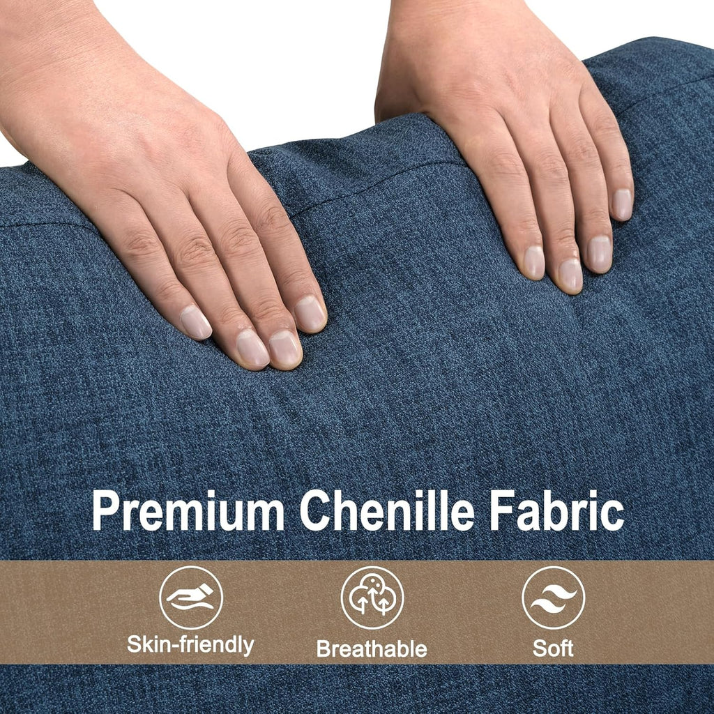 4-Piece Living Room Sofa Set with Coffee Table, Vintage Rivet Couch Sets with Solid Wood Legs, Chenille Sofas Furniture of Ottoman with Storage Space, Armchair, Loveseat and 3-Seat Sofa