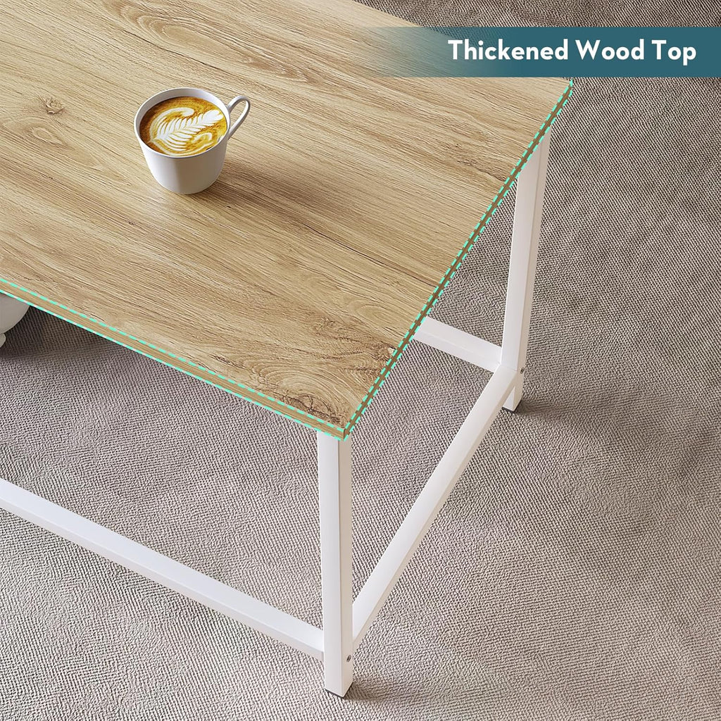 SAYGOER Small Rectangular Coffee Table Simple Modern Open Design Minimalist Center Table for Living Room Small Spaces, Easy Assembly, 31.5 x 15.7 x 17.7, Oak White