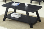 Roundhill Furniture Athens Contemporary 3-Piece Wood Shelf Coffee Table Set , Black