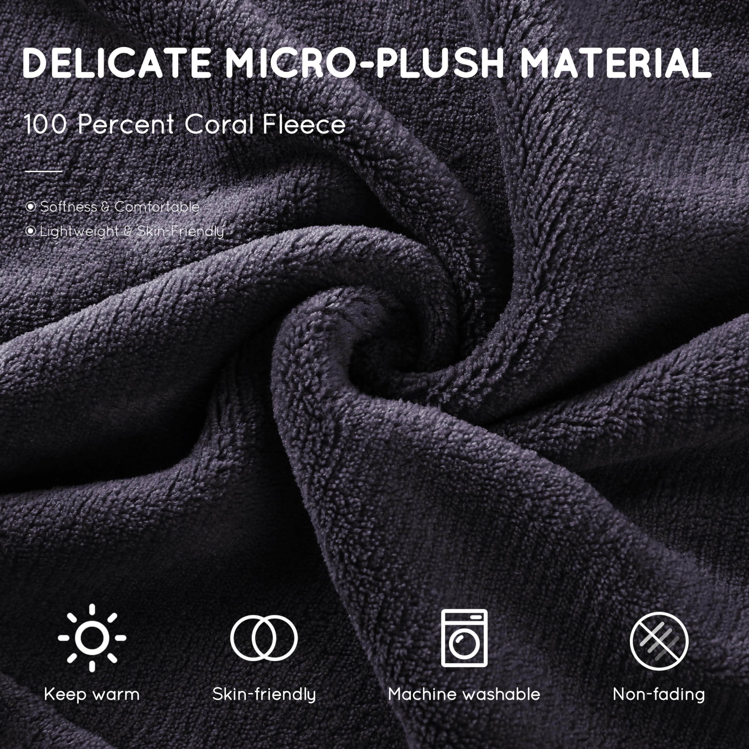 Couverture chauffante électrique DUODUO 72"x84" en polaire corail chaude avec 4 réglages de chaleur et arrêt automatique de 10 heures Protection contre la surchauffe - Gris 