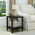 Large End Table Square Side Table Modern Sofa Table 20 Inch Industrial Coffee Table NightStand with 2-Tier Storage Shelf for Living Room Bedroom Black MLBZ06B