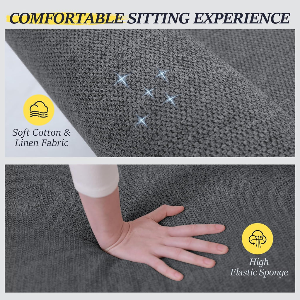 Sleeper Sofa Bed 4-in-1 Convertible Couch, Linen Fabric Love seat Couch with 2 Throw Pillow, Single Recliner for Small Space with 5 Adjustable Angles Backrest