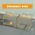 Nesting Coffee Table,Small Glass Coffee Table Set of 2,Black Modern Center Sofa Side Tea Table for Living Room,Bedroom and Small Spaces,2 Tier Tempered Glass, Easy Assembly,Gold