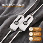 Couverture chauffante électrique DUODUO 72"x84" en polaire corail chaude avec 4 réglages de chaleur et arrêt automatique de 10 heures Protection contre la surchauffe - Gris 