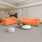 QHITTY 3 Piece Living Room Set, Sectional Chesterfield Sofa Chair Contemporary Upholstered Leather Loveseat Couch Sets for Living Room, Bedroom, Office