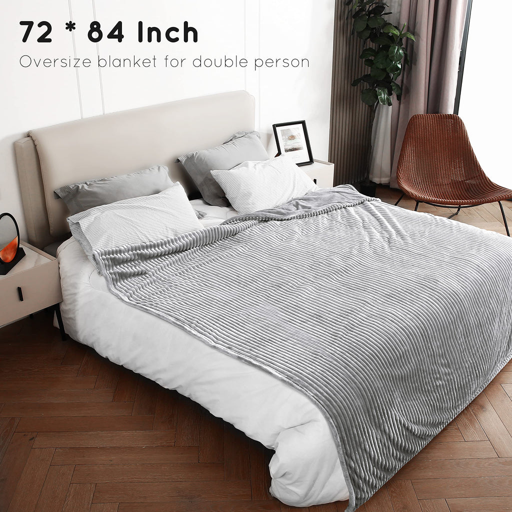 Couverture chauffante électrique DUODUO 72"x84" en polaire corail chaude avec 4 réglages de chaleur et arrêt automatique de 10 heures Protection contre la surchauffe - Gris 