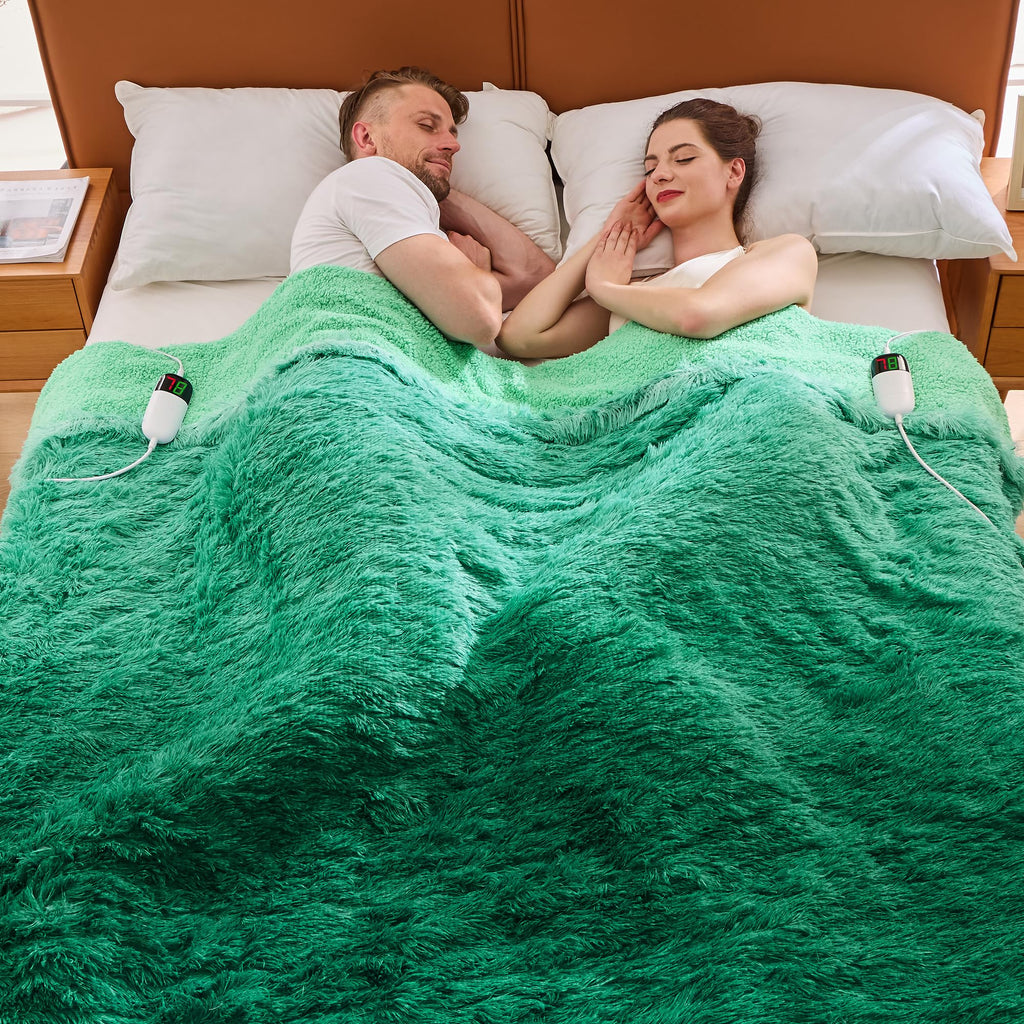 Elektrische Heizdecke mit Kunstpelz, Größe mit flauschigem Sherpa-Rücken, wärmende Plüschdecke Geschenk, weiche Heizdecken mit 10 Wärmeeinstellungen, 5 Zeiteinstellungen, ETL 50"x60", Anthrazitgrau