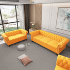 AVZEAR 3-Piece Living Room Sectional Sofa Set, Green Velvet Couch Upholstered Sofa Modern Sofa Couches Set Style Button Tufted, Velvet Chesterfield Sofa for Living Room Apartment, 1+2+3 Seat Green