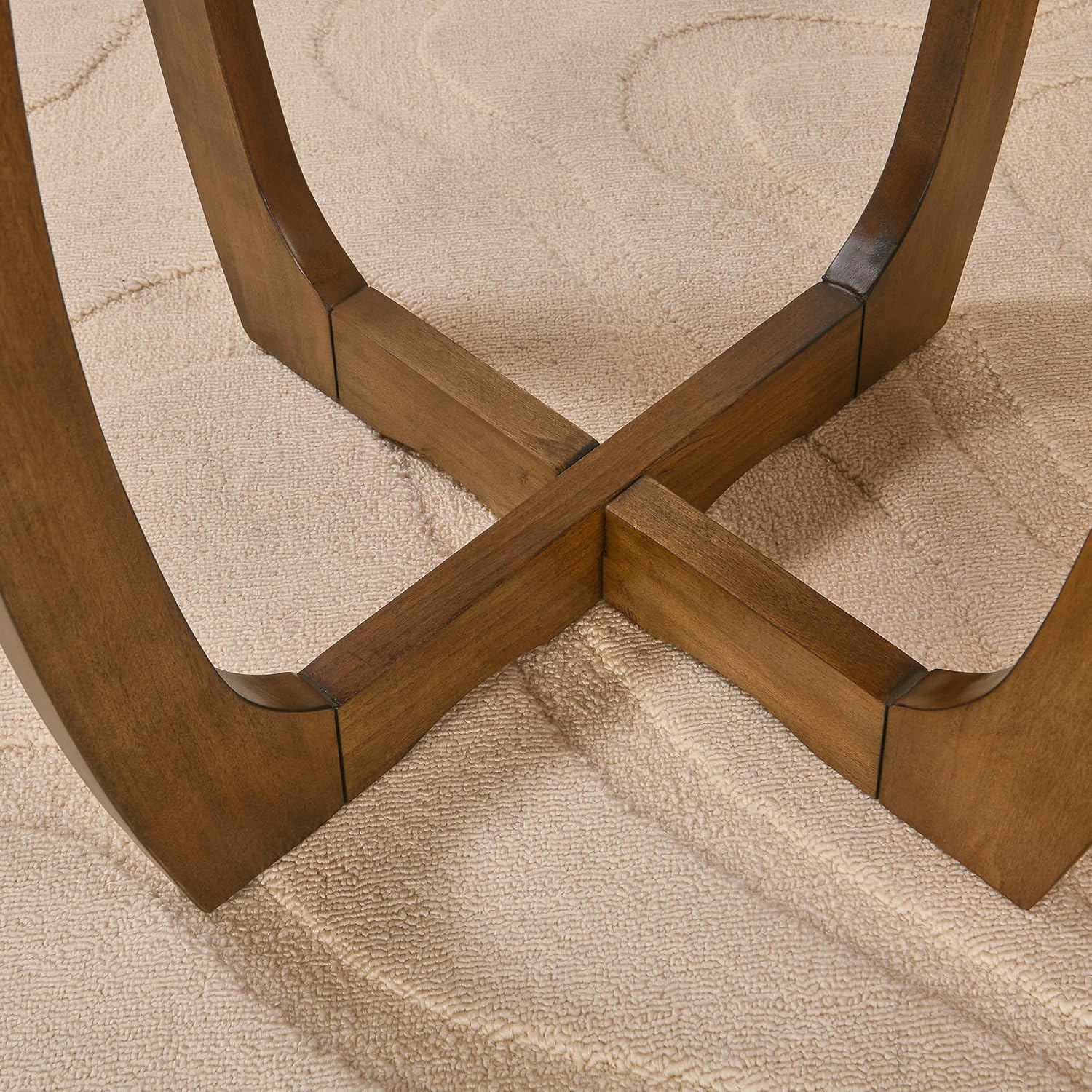 Solid Wood Round End Table with Splicing Top, Farmhouse Sofa Side Table, Beside Corner Table, Large Telephone Table for Living Room, Bedroom, 23.6" Dia x 21.7"H , Easy Assembly, Rustic Brown CJZ3223