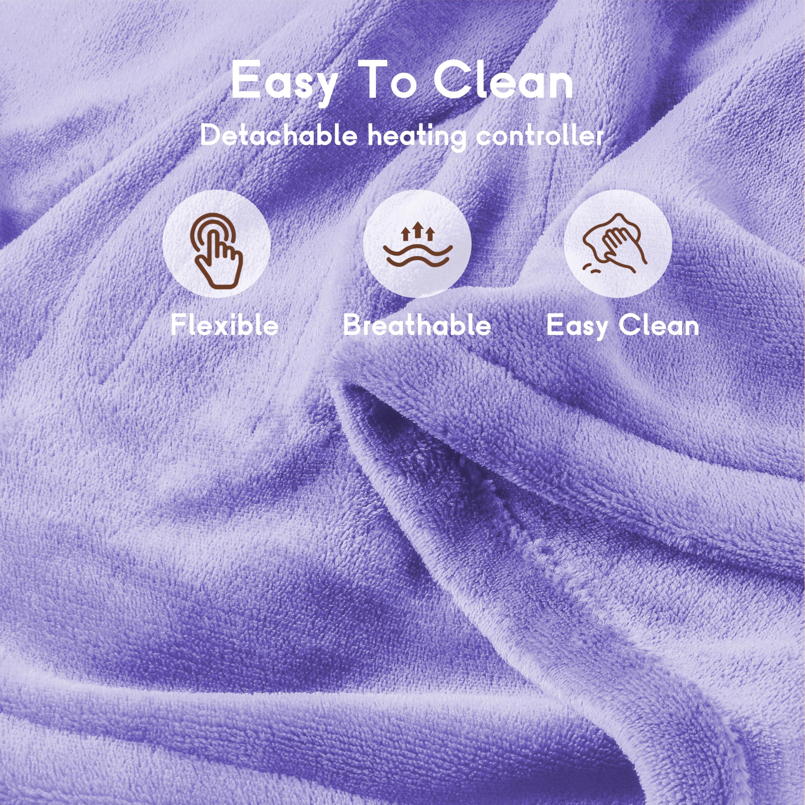 Elektrisch verwarmd deken 72" x 84" volledige maat flanellen stof met 4 verwarmingsniveaus & 10 uur automatische uitschakeling, ademend warm en wasbaar voor zacht en bed - lichtgrijs