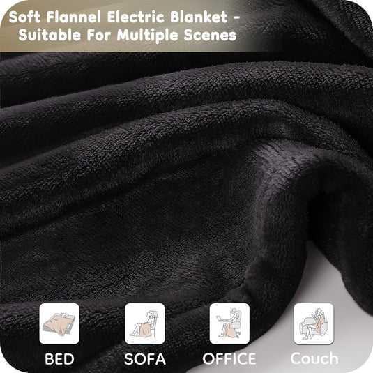 Electric Heated Blanket 72" x 84" Full Size Flannel Fabric with 4 Heating Levels & 10 Hours Auto Shut Off, Breathable Warm and Washable for Soft and Bed - Light Grey