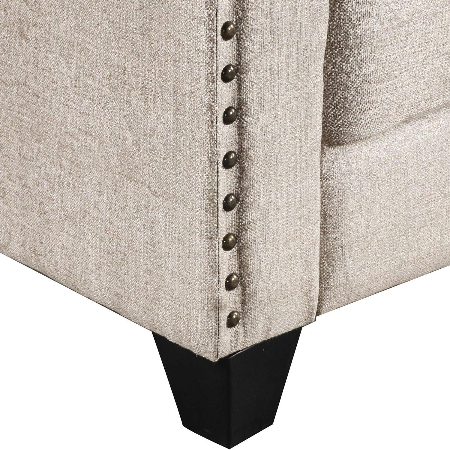 3 Pieses Mid-Century Modern Sofa Sets Linen Fabric Tufted Back Include 3 Seaters Couch, Loveseat and Armchair with Rivets Rivets for Home Apartment Office Living Room Furniture Sets