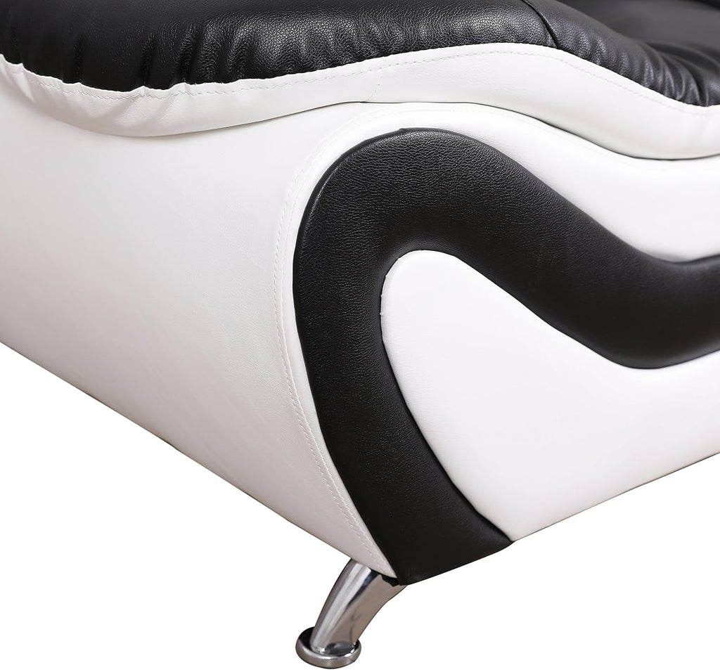 Beverly Fine Furniture 3 Piece Aldo Modern Sofa Set, Black/White