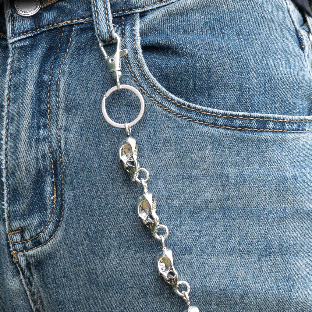 Chaîne de portefeuille Ikacvb Punk lourde avec crâne, chaîne de pantalon pour hommes, chaînes de motard cool, chaînes antivol pour portefeuille, cadeaux pour hommes, accessoires gothiques avec crâne, petits cadeaux pour hommes