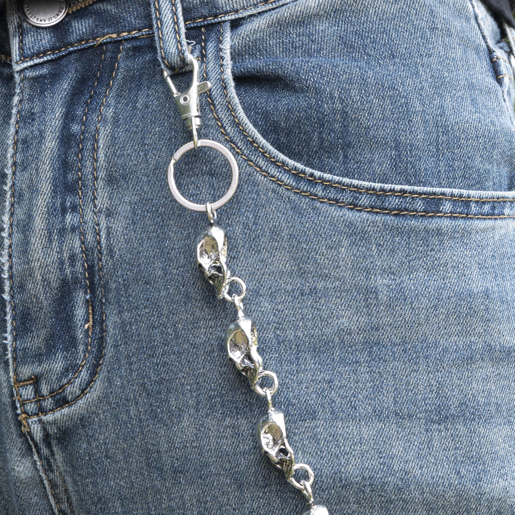 Chaîne de portefeuille Ikacvb Punk lourde avec crâne, chaîne de pantalon pour hommes, chaînes de motard cool, chaînes antivol pour portefeuille, cadeaux pour hommes, accessoires gothiques avec crâne, petits cadeaux pour hommes