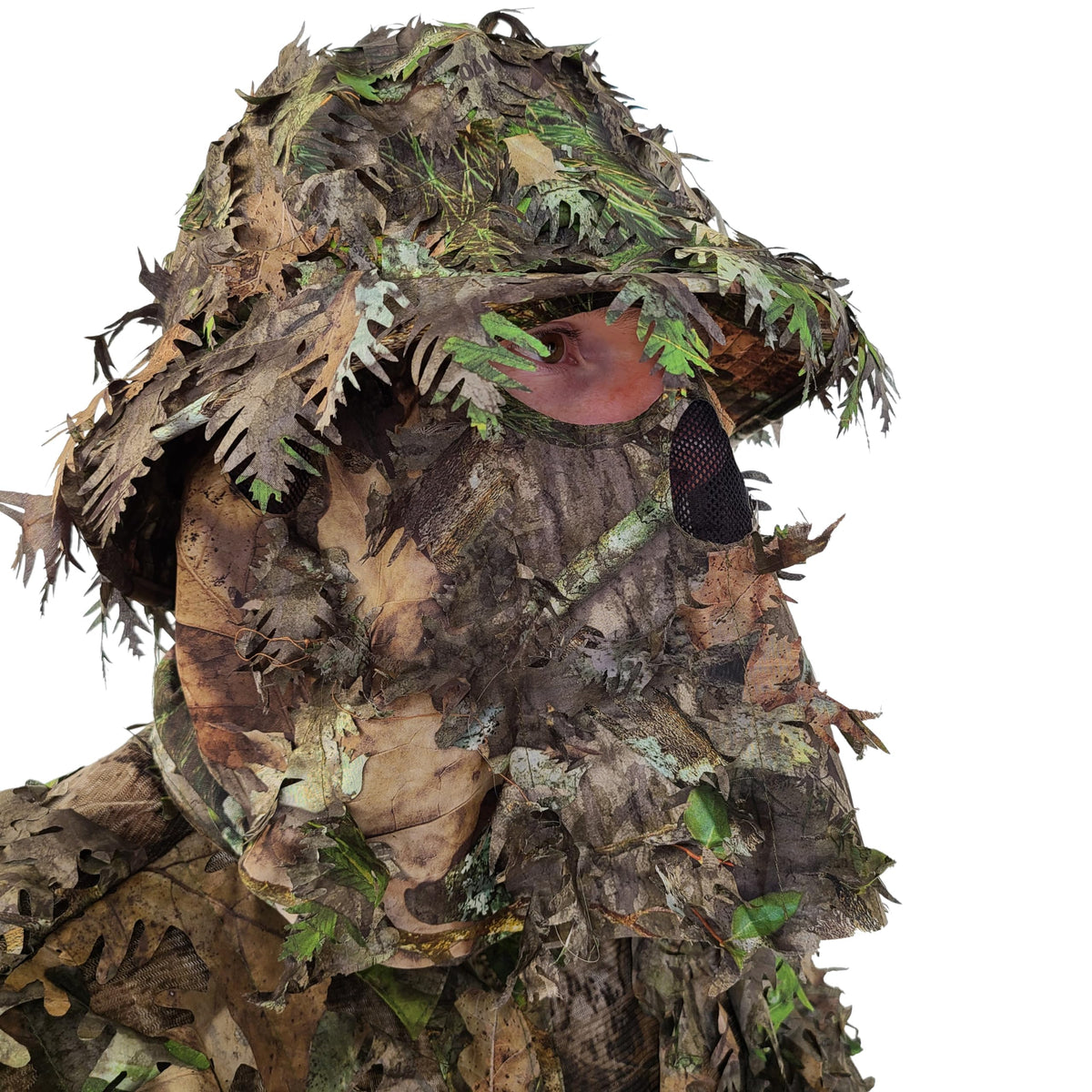 Mossy Oak NWTF Obsession Camo Face Mask Leafy Bucket Hat for Turkey Hunting Leafy Suits Camo Gear (Adjustable OSFM)
