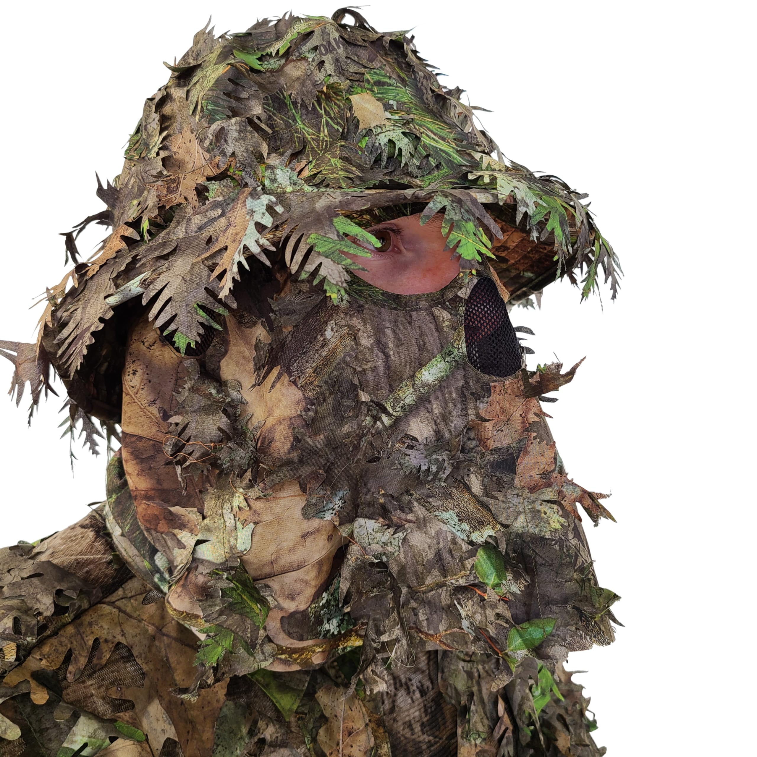 Mossy Oak NWTF Obsession Camo Face Mask Leafy Bucket Hat for Turkey Hunting Leafy Suits Camo Gear (Adjustable OSFM)