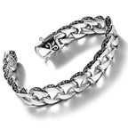 Urban Jewelry Beautiful Fleur De Lis Mens Link Bracelet 8.5 Inch, Link Chain Bracelet for Men (316L Stainless Steel Silver or 24K Gold Plated)