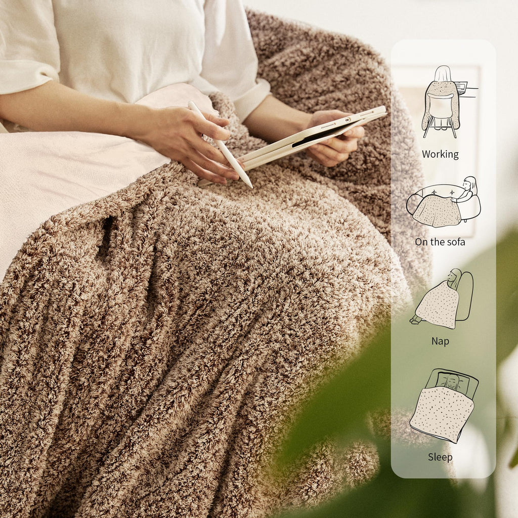 Opvarmet tæppe 50" x 60" - Opvarmet tæppe med 5 varmeniveauer og 3 timers automatisk slukning, maskinvaskbar, ETL &amp; FCC-certificering, overvarmebeskyttelse (Racoon) 