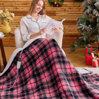 Elektrisch verwarmd deken, 50X60, verwarmingsdeken met 10 verwarmingsniveaus/8 uur automatische uitschakeling, marineblauw geruit Sherpa-dekenverwarmer voor volwassenen, wasbaar deken cadeau voor bank bed kantoor, ETL