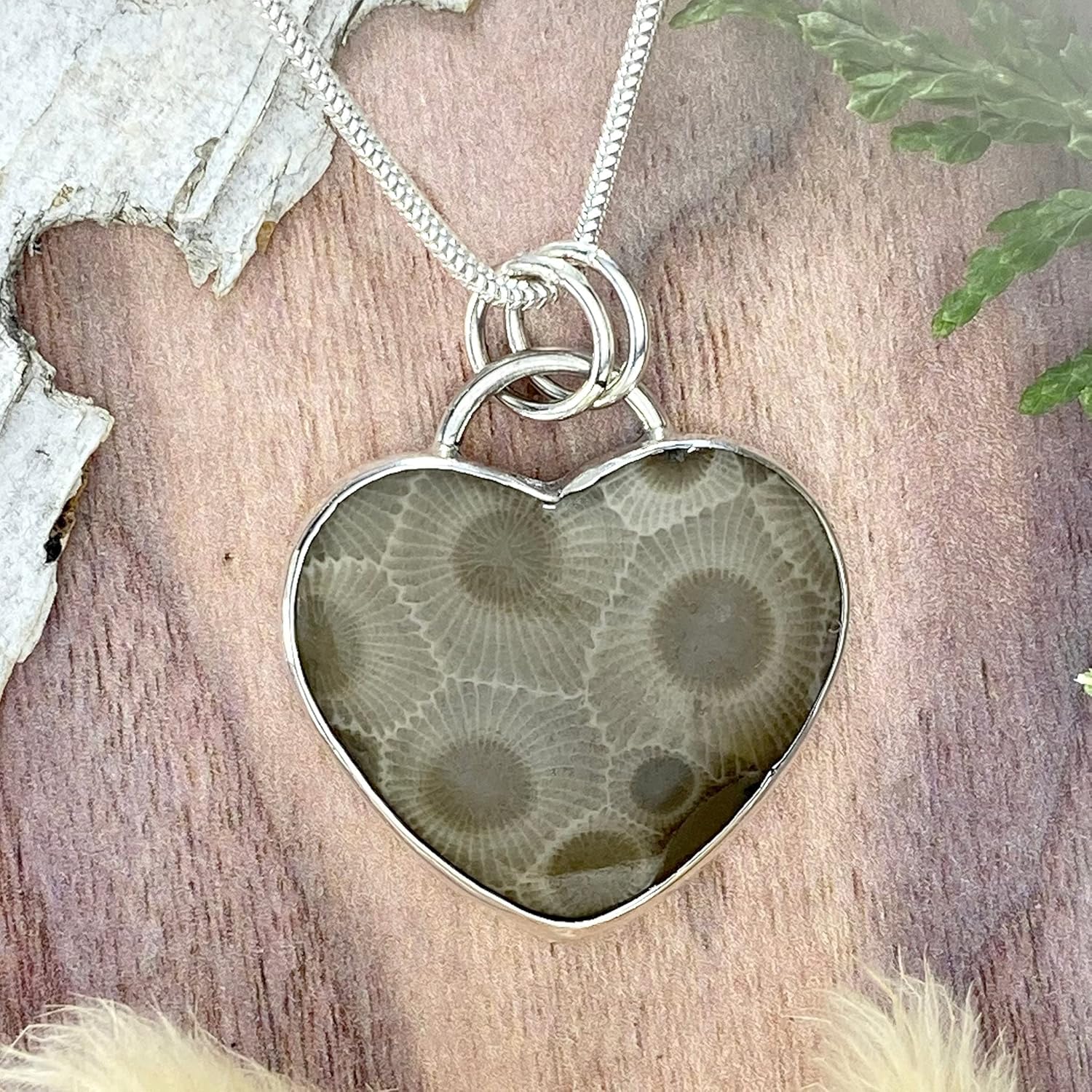 Petoskey Stone Heart Pendant Necklace