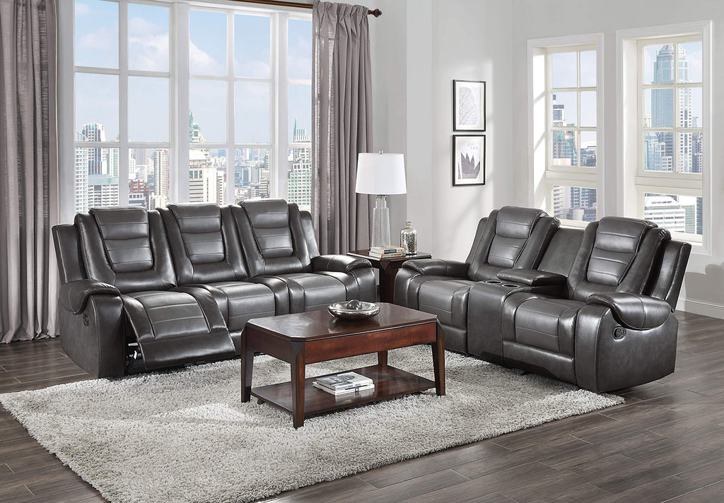 Lexicon Reclining Living Room Set, Manual Reclining Sofas, Couches for Living Room, Home Theater Seating, Includes Reclining Sofa and Double Gliding Loveseat, 2-Piece Set, Two-Tone Brown​