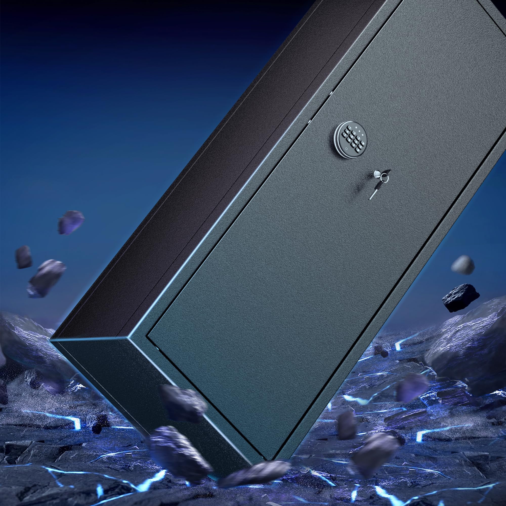 Greenvelly 10-14 Waffenschrank für Gewehre und Pistolen, feuerfester Waffenschrank mit Schnellverschluss, verstellbaren Regalen und Taschen, abschließbarer Waffenschrank mit Gewehrhalterung für Zuhause und Schrotflinte (Schwarz)