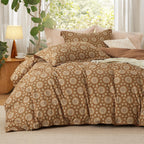 Bedsure Duvet Cover Queen Size - Reversible Floral Duvet Cover Set with Zipper Closure, Green Bedding Set, 3 Pieces, 1 Duvet Cover 90"x90" with 8 Corner Ties and 2 Pillow Shams 20"x26" - Grand Goldman
