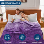 Elektrische Heizdecke mit Kunstpelz, Größe mit flauschigem Sherpa-Rücken, wärmende Plüschdecke Geschenk, weiche Heizdecken mit 10 Wärmeeinstellungen, 5 Zeiteinstellungen, ETL 50"x60", Anthrazitgrau