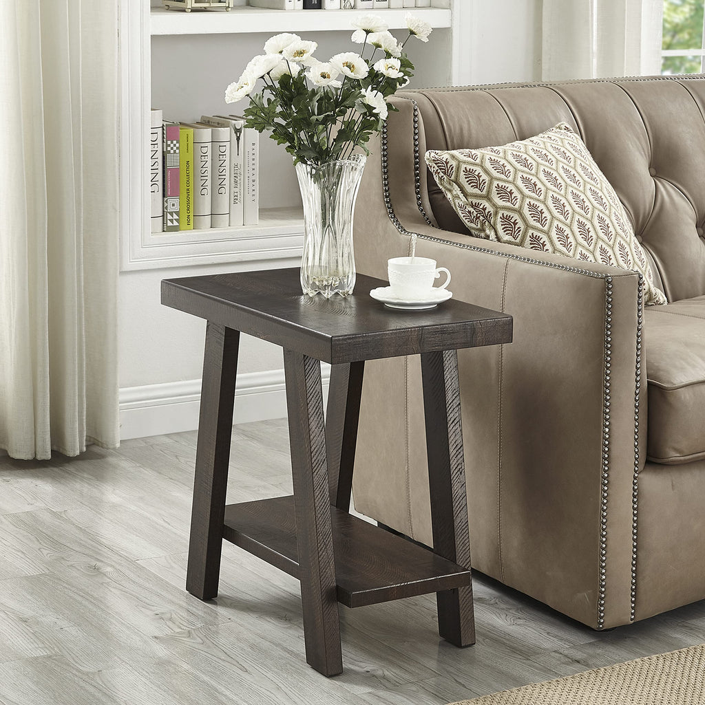 Roundhill Furniture Athens Contemporary Wood Shelf Side Table, Charcoal
