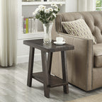 Roundhill Furniture Athens Contemporary Wood Shelf Side Table, Charcoal