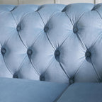 Chesterfield Sofa Couch, 87" Blue Modern Couch with Deep Seats, Velvet Fabric Comfy Sofas, Mid-Century 3 Seater Couch with Wide Armrest, Couches for Living Room, Bedroom and Office