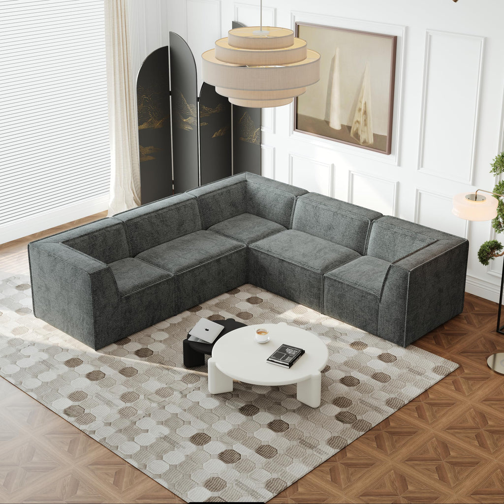 Ball & Cast 82" Velvet Corner Chesterfield Sofa, L-Shaped Sectional Couch with Nailhead Trim & 3 Cushions for Living Room, Bedroom, Apartment, Office,Beige