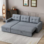 L-Shape Reversible Sectional Sleeper Sofa Bed 4 in 1 Pull Out Couch with Storage Chaise & Removable Back Cushions,Convertible Sleeper Corner Couch Pull-Out Sofa Bed for Living Room,Office