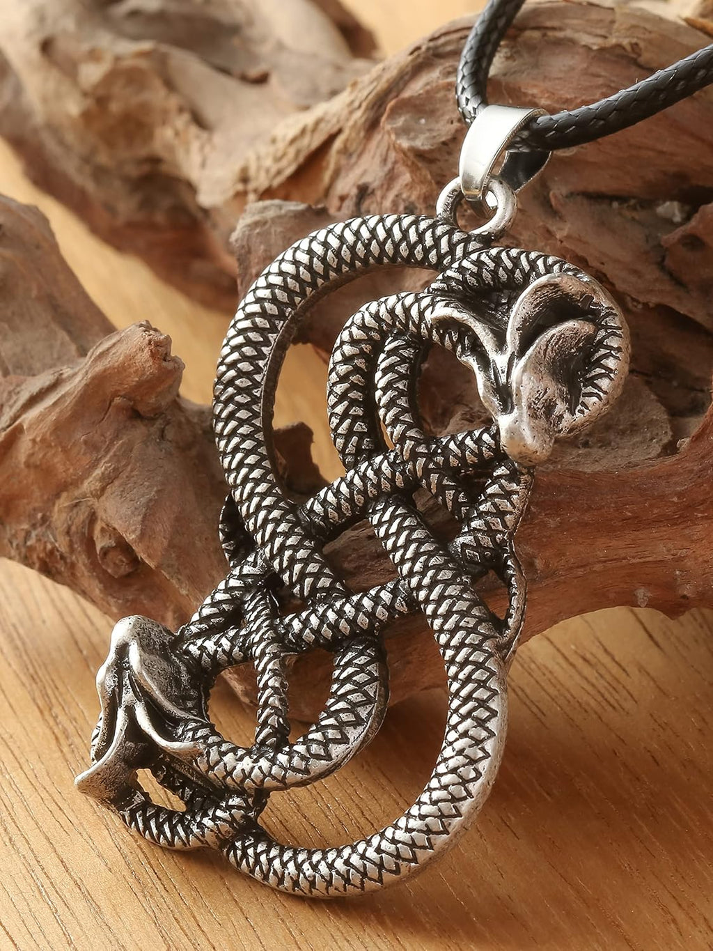 HAQUIL Snake Necklace, Norse Loki Snake Serpent Symbol Pendant, Viking Jewelry Gift for Men and Women