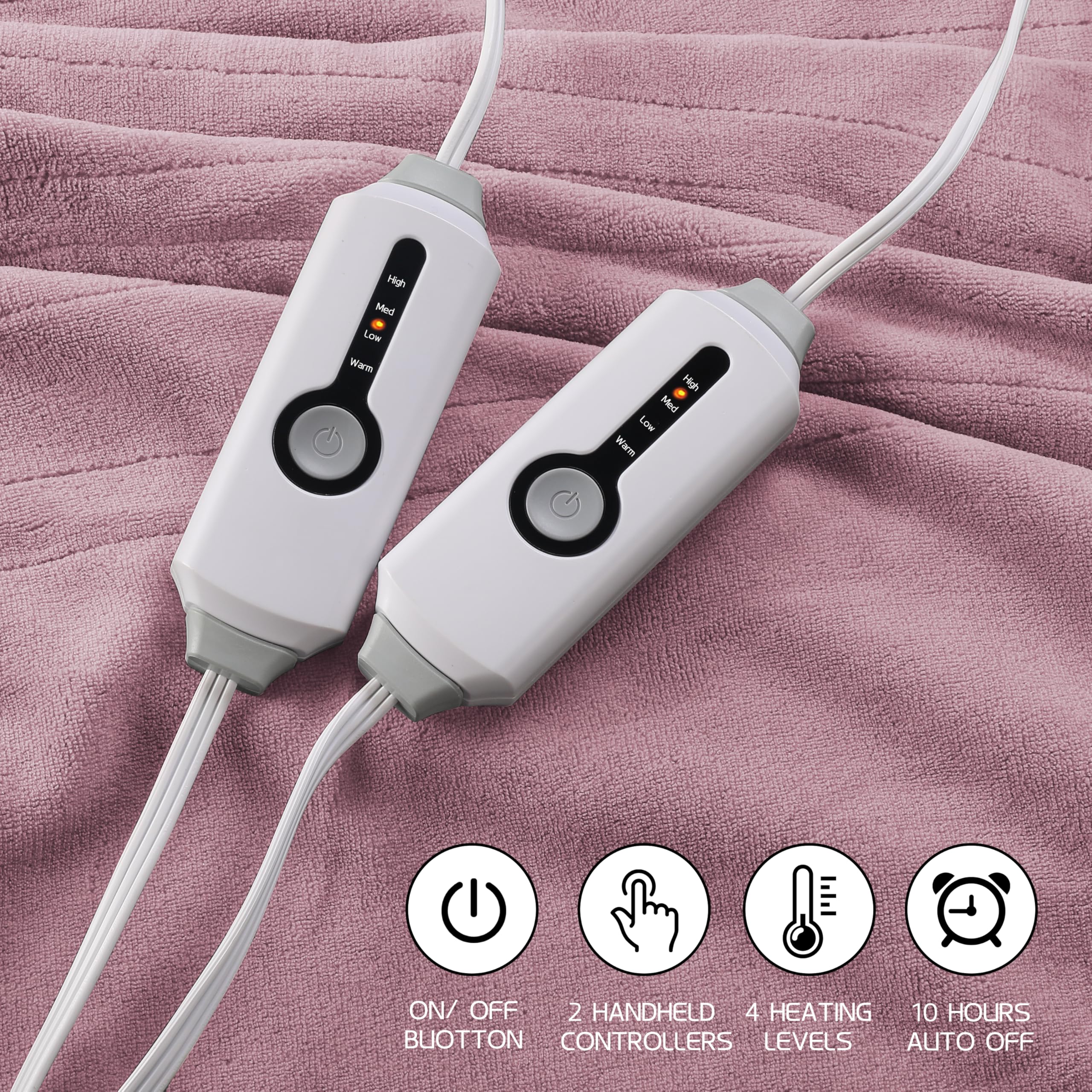 Coperta Elettrica Riscaldata 72"x84" Taglia Completa, Morbido Pile di Corallo con 4 Livelli di Riscaldamento e Spegnimento Automatico dopo 10 Ore, Lavabile in Lavatrice, Tessuto Morbido e Accogliente per la Casa, Grigio Scuro